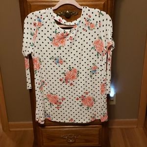 Floral short  sleeve tie top